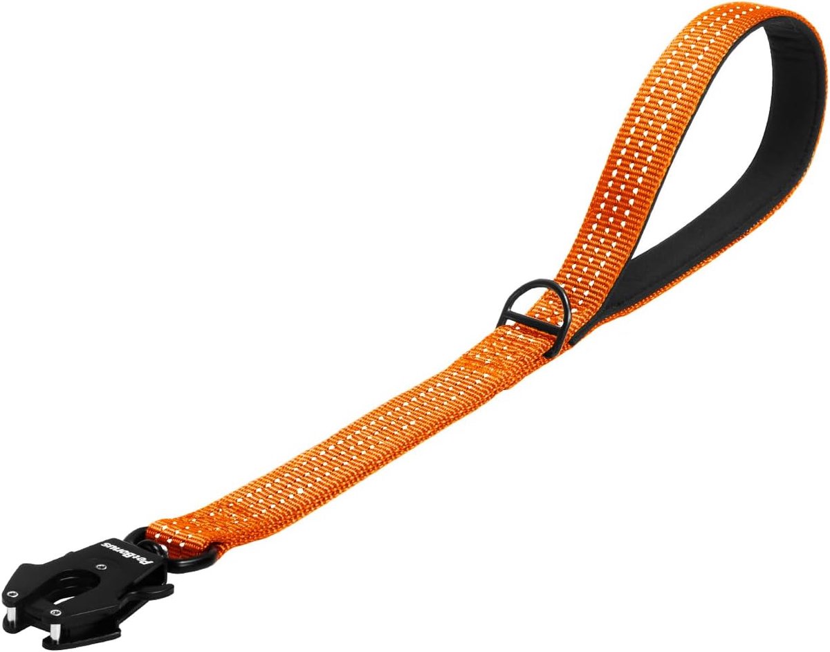 PetBonus Robuuste korte hondenriem 45 cm, nylon korte geleider met snelsluiting, gevoerde handgreep, reflecterende - ShopVlot