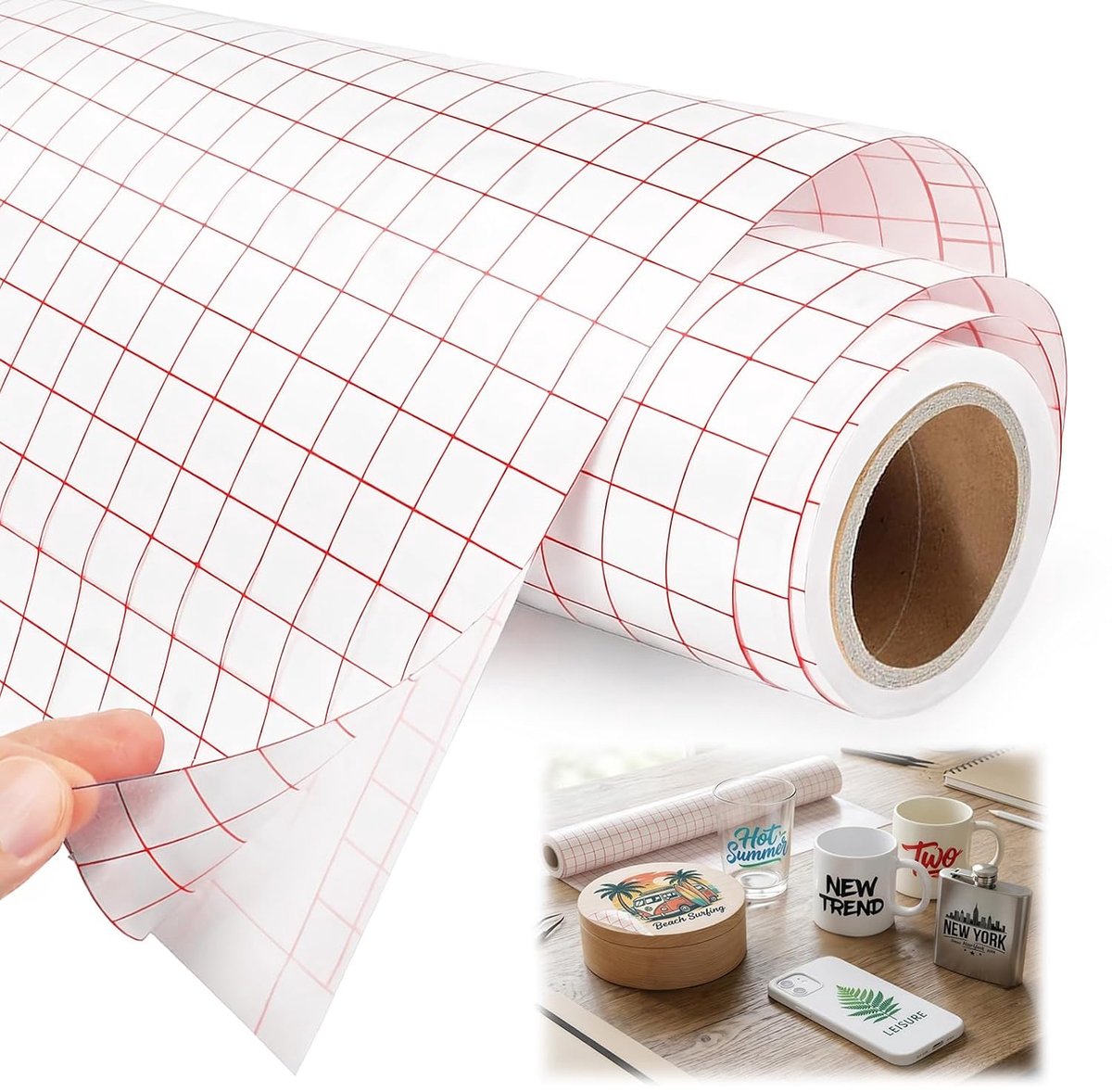 Transfer folie voor zelfklevende vinylstickers, 30,5 cm x 15 m, plottertransferfolie voor feestdecoraties, kopjes - ShopVlot