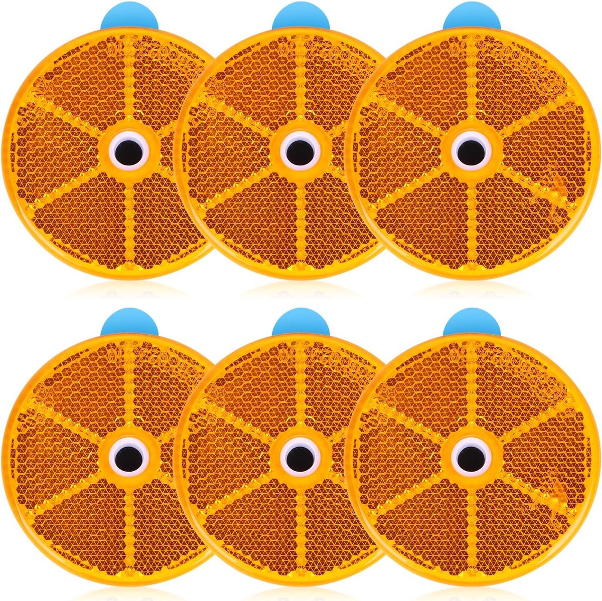 Cat Eyes Reflectors Pendant Reflectors Reflectors Round Side Spotlights Self Adhesive Orange 6 Pieces 60mm for Trailer - ShopVlot