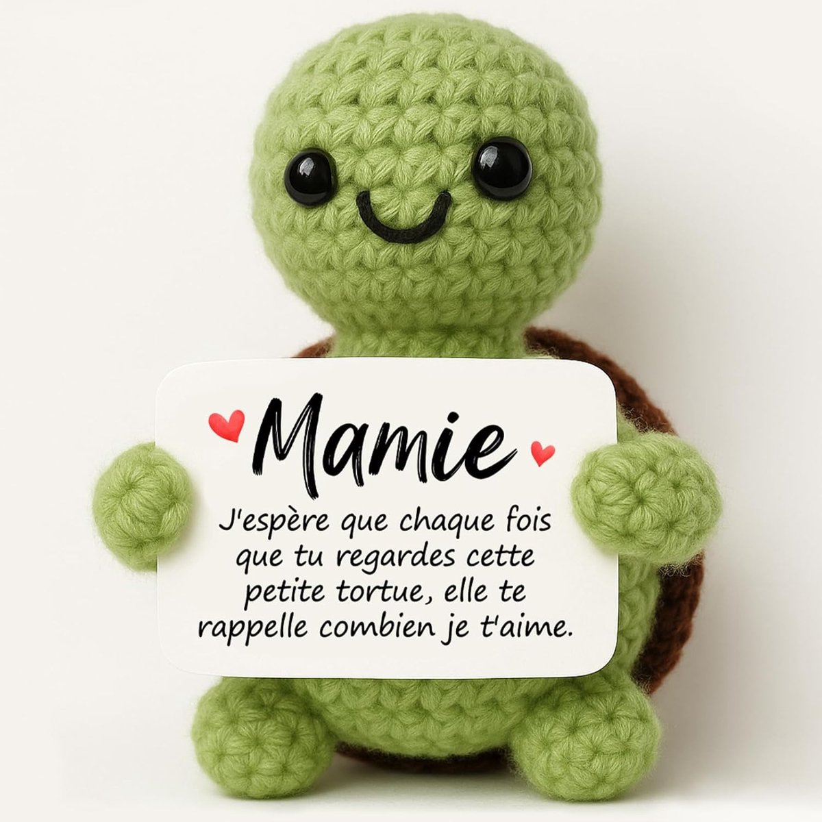 Tixlux Cadeau voor Oma, Verjaardagscadeau voor Vrouw, Positieve Schildpad Handgemaakt met Klein Geluksknuffeltje - ShopVlot