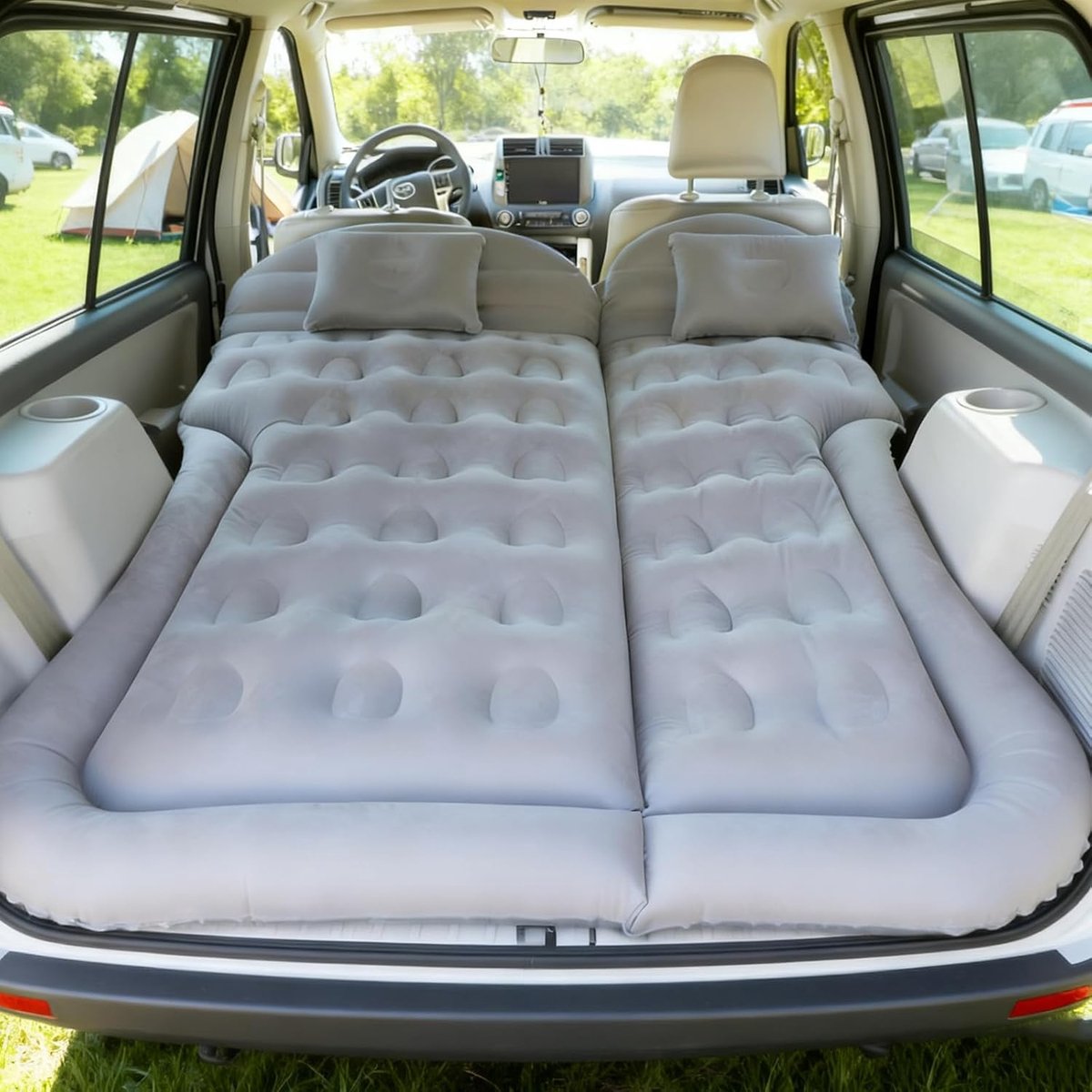SUV Matras Auto met 2 Kussens Camping en Road Trip - Met opblaasbare pomp, hoge draagvermogen van 300 kg, 6 - ShopVlot