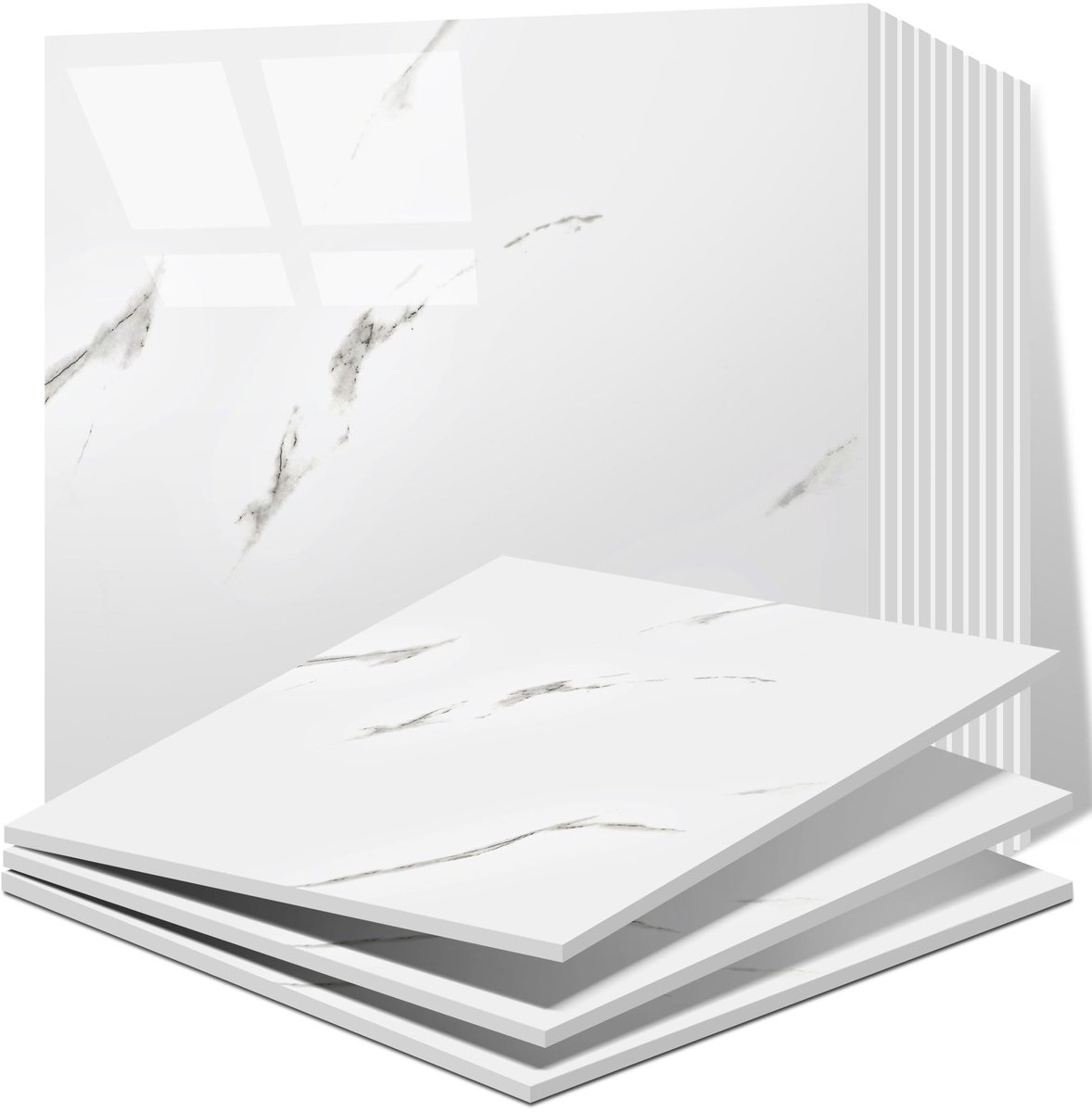 Vieshful Tegelstickers, 20 stuks, zelfklevende marmeren tegels, 30 x 30 cm, voor muren, waterdichte douchepanelen van - ShopVlot