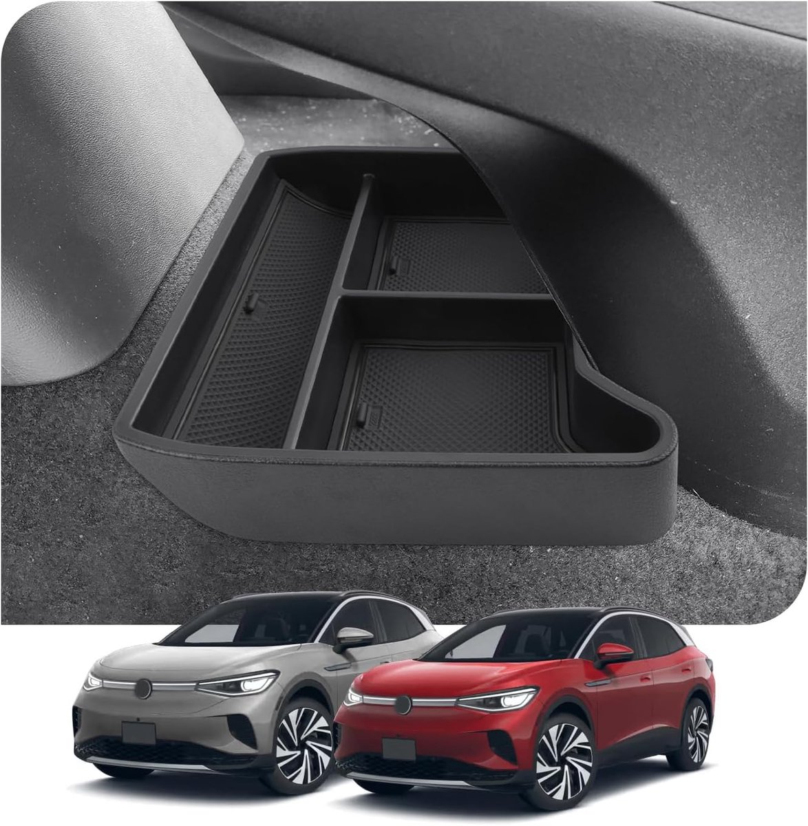 Center Console Organizer, Armrest, Glove Compartment Bottom Center Console for VW ID4, ID5, Accessories (Black) - ShopVlot