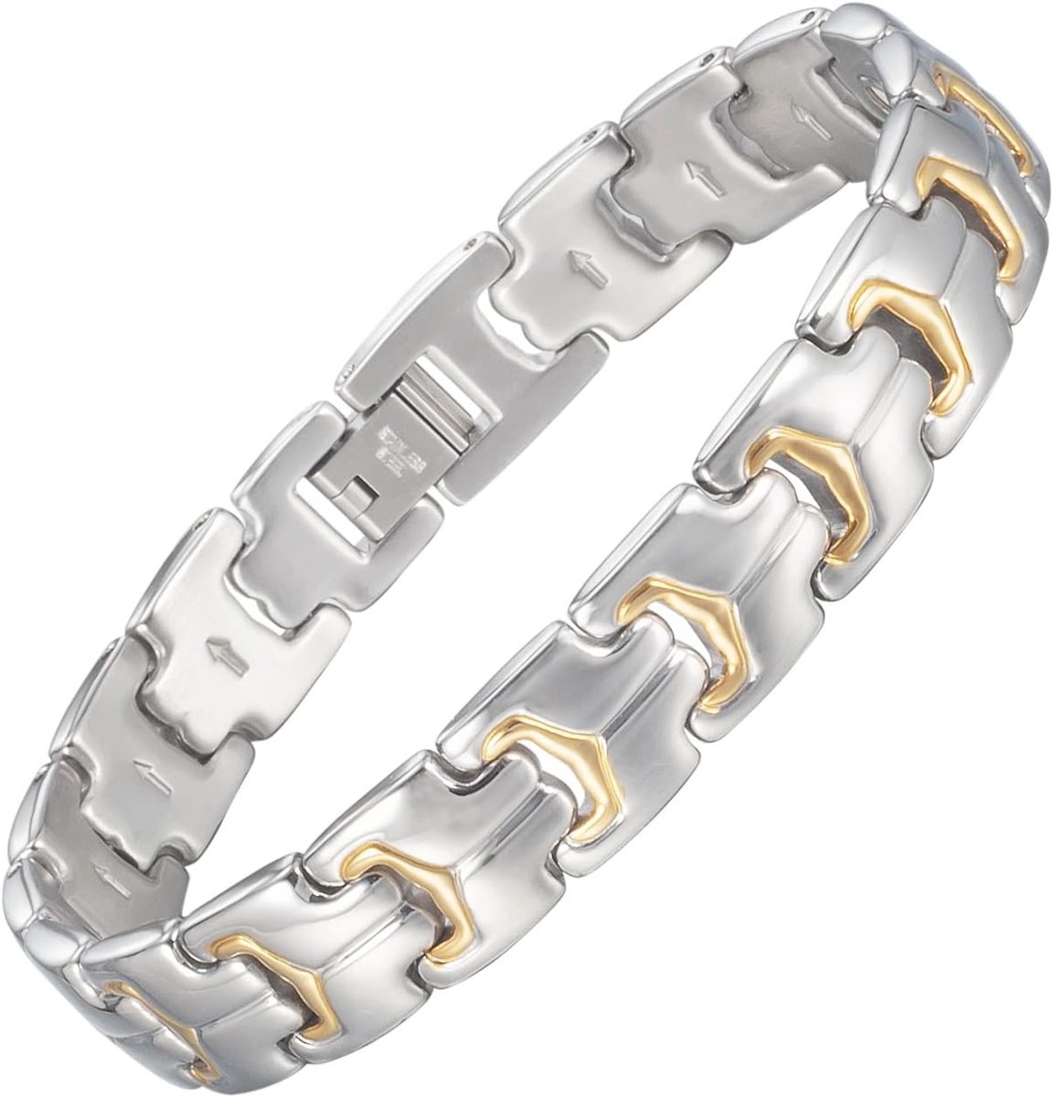 5 in 1 Two Tone Magnetic Bracelets for Arthritis for Men 21.5cm/12mm - ShopVlot