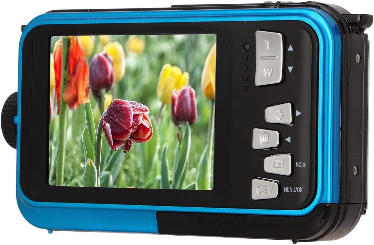 Waterdichte digitale camera met dubbele schermen - Full HD 2.7K 48MP - 10ft 16X digitale zoom - Ideaal voor selfies - ShopVlot