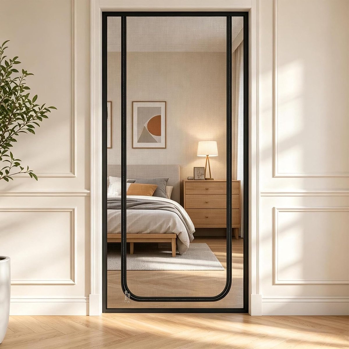 Katennet voor balkon 90 x 210 cm - Grijs - Ritsdeur - Bescherming tegen insecten - ShopVlot