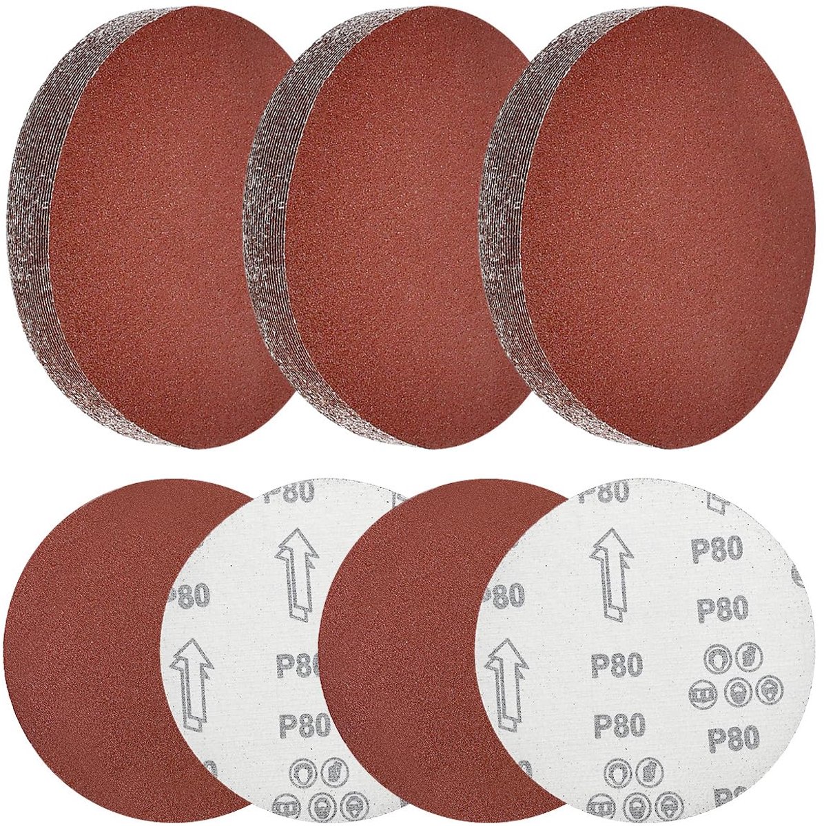 Schuurpapier rond 50 stuks - korrel 80 - ideale afwerking - voor hout en metaal - ShopVlot