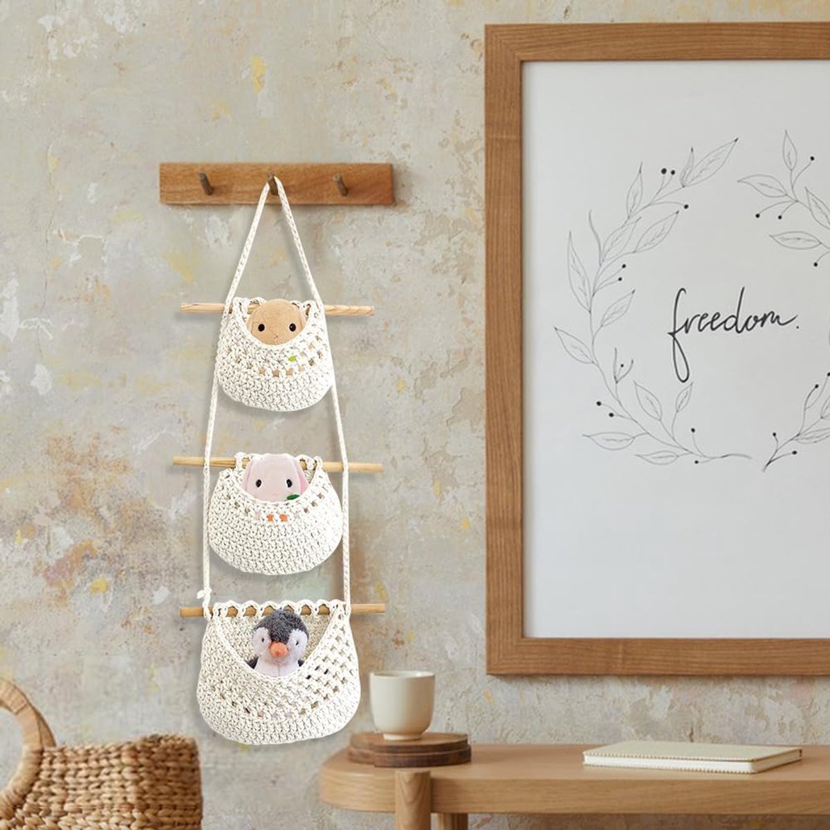 Hangende organizer voor aan de muur - 100% katoen - boho design - perfecte opberging voor kinderkamer - ShopVlot