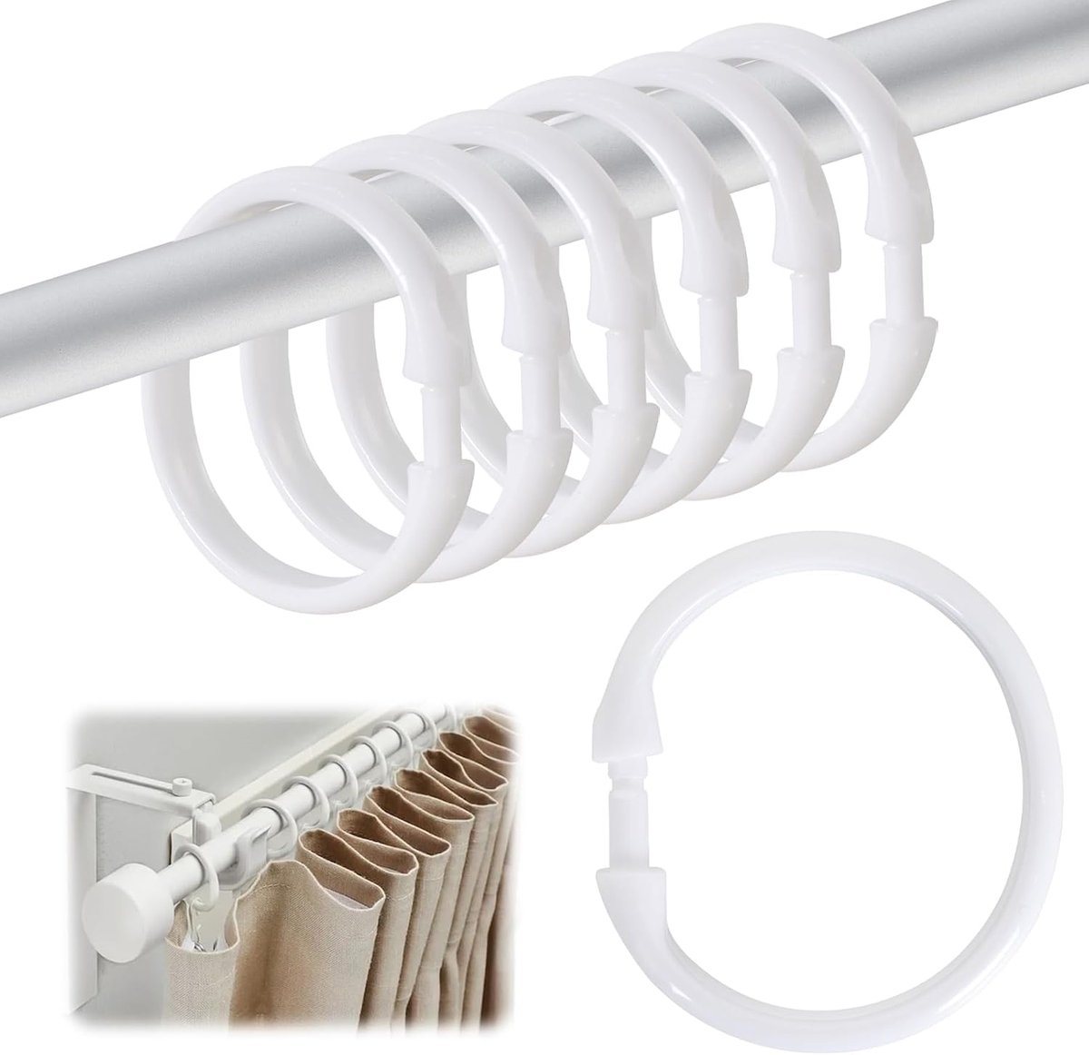 Douchegordijnringen 12 Stuks - Plastic O-Ringen - Eenvoudige Snap Sluiting - Ideaal voor Badkamer - ShopVlot