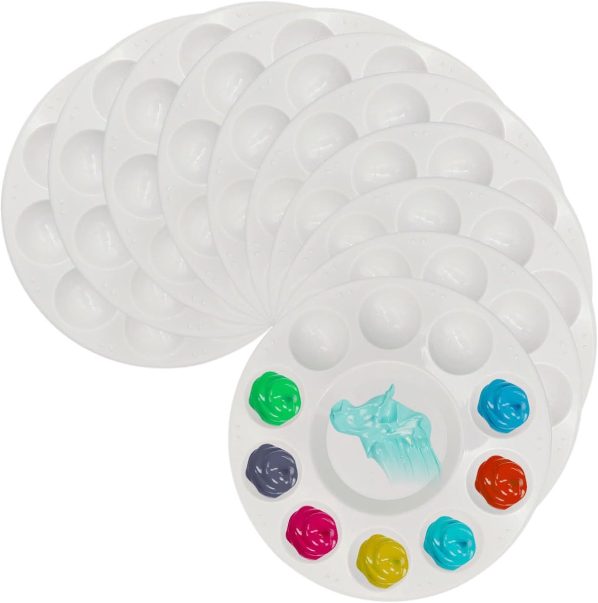 Verf Mengpalet 10 Stuks - Plastic Rond 17cm - Geschikt voor Waterverf, Acryl en Olie - Ideaal voor Kunstenaars - ShopVlot