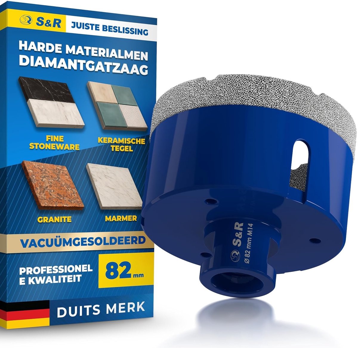 Professionele Diamanttegelboor - 82 mm - M14 Schroefdraad - Vacuüm Gesoldeerd - Voor Tegels en Natuursteen