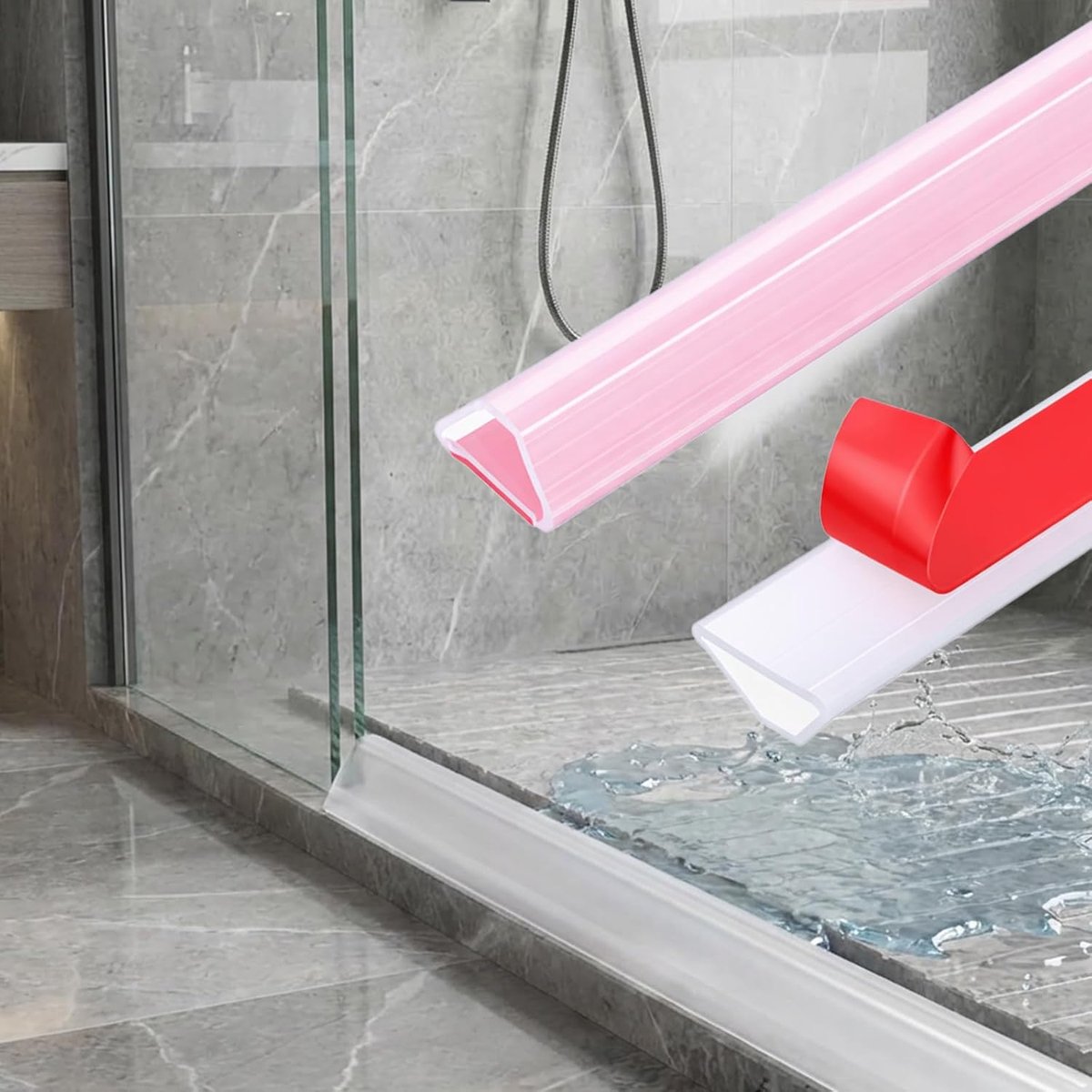 Siliconen doucheafdichtstrip 1M - transparant wit - flexibele waterbarrière - houdt badkamer droog - ShopVlot