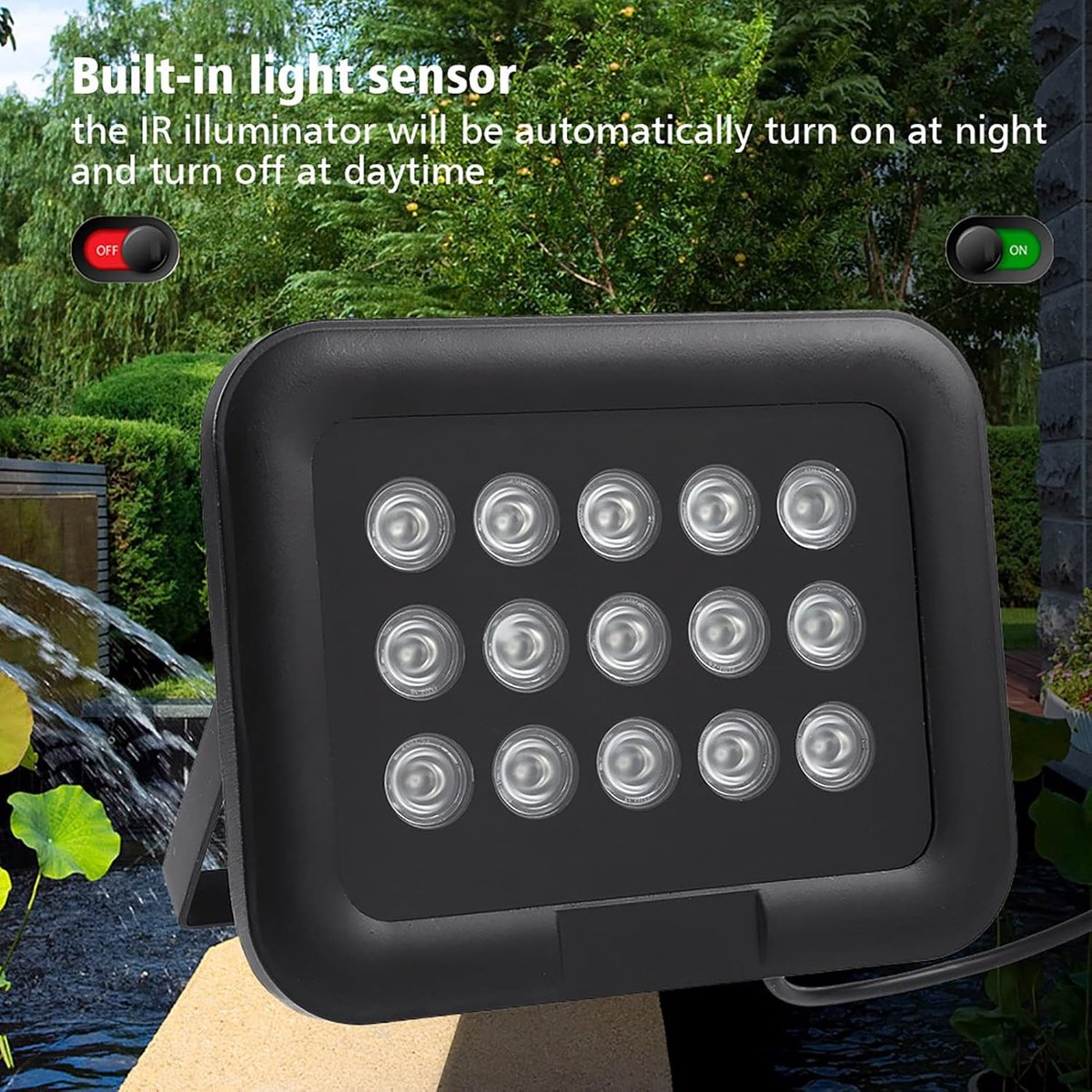IR infrarood floodlight - 15 LEDs - IP66 waterdicht - verbeterde nachtzicht voor beveiligingscamera - ShopVlot