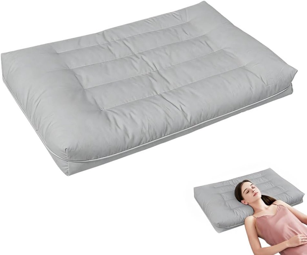 Ultraplat kussen 46 x 72 cm - traagschuim - orthopedische neksteun - ideaal voor rugslapers - ShopVlot