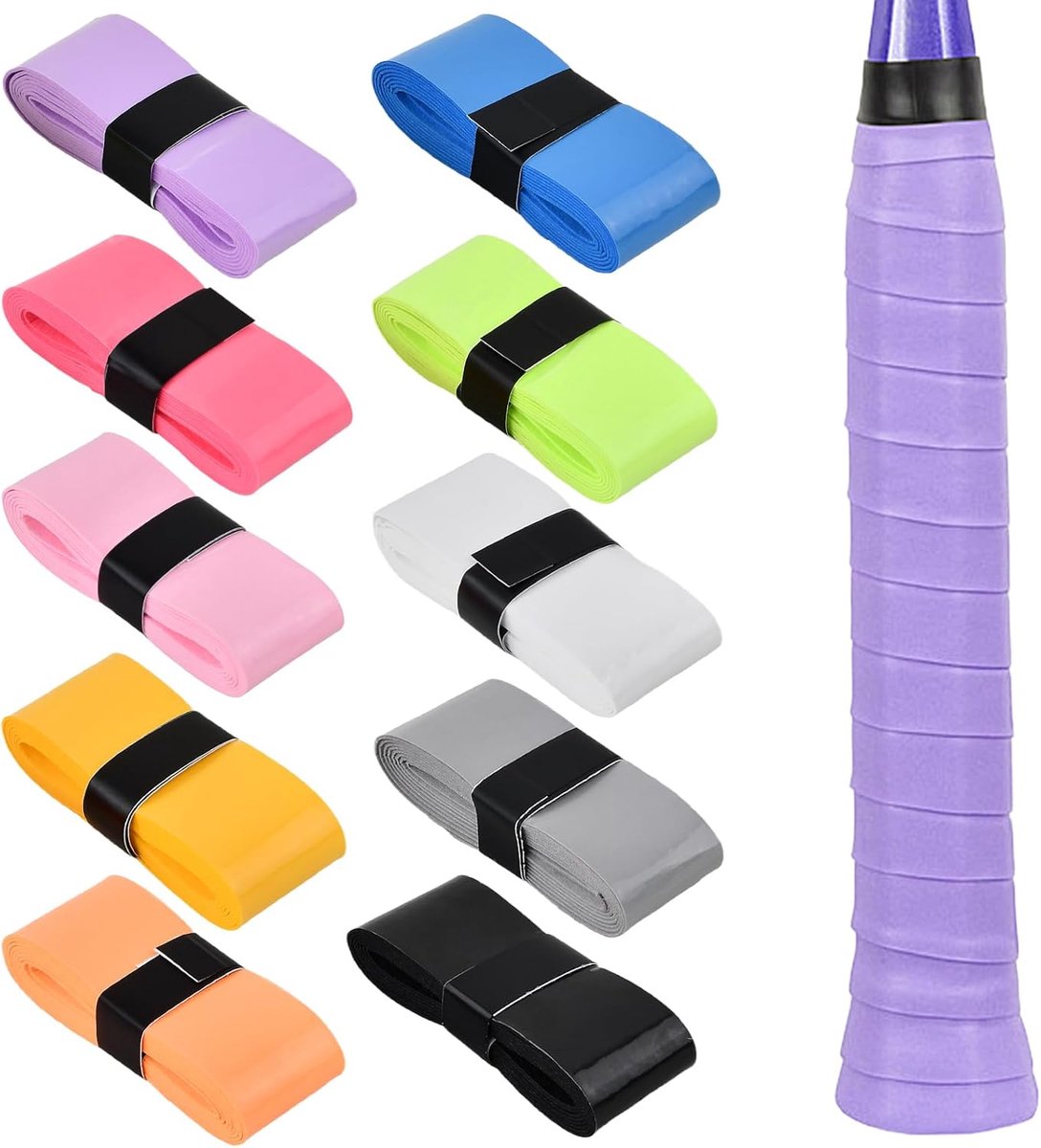 Tennisrackets grip 10 stuks - gekleurde antislip handvatten - ademend en comfortabel - ideaal voor tennis en badminton - ShopVlot