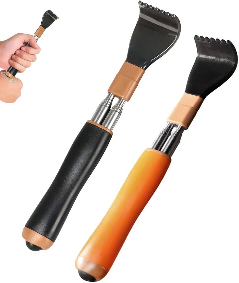 Rugkrabber met massagekralen - 2 stuks - zwart en geel - uittrekbaar voor verlichting van jeuk - ShopVlot