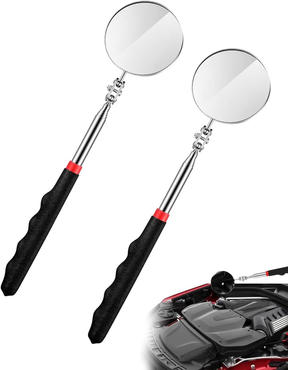 Inspectiespiegel 360 graden draaibaar - telescopisch tot 72 cm - antislip handgreep - ideaal voor autoreparatie - ShopVlot