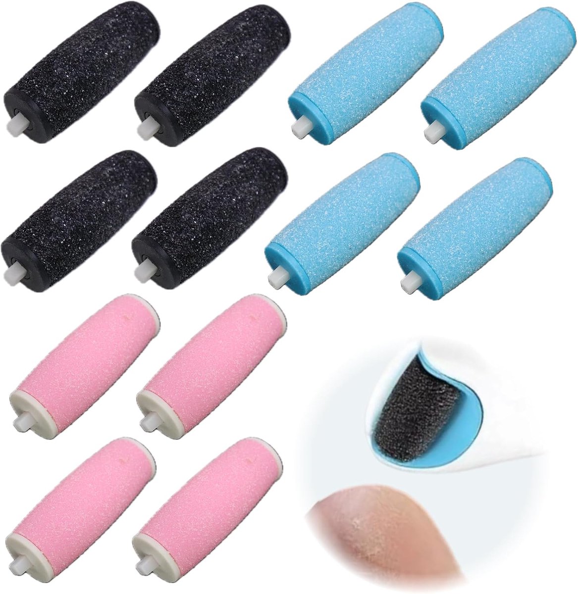 Pedicure voetverzorgingsset 12 stuks - vervangrollen voor eeltverwijderaar - verschillende korrelgroottes - ShopVlot