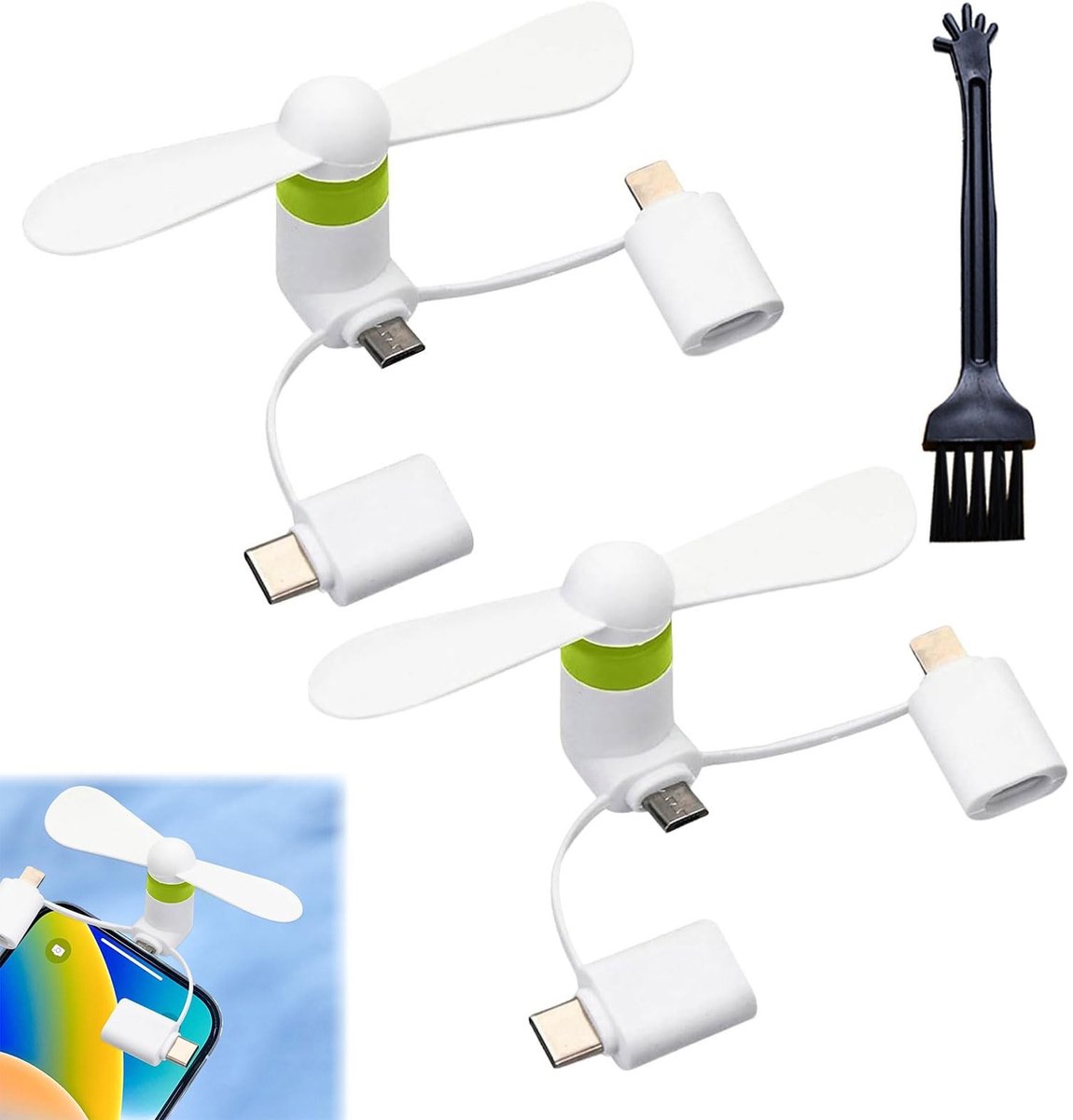 Solidchoice - Mini USB Ventilator voor Smartphone, 2 Stuks