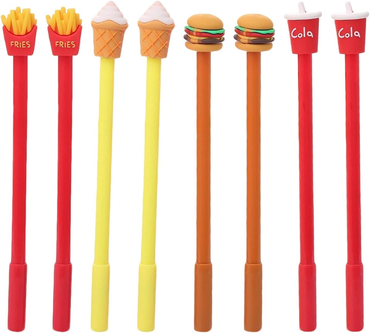 Gelpennen set 0,5 mm - creatieve levensmiddelenstijl - met friet, hamburger, cola en ijs - ShopVlot