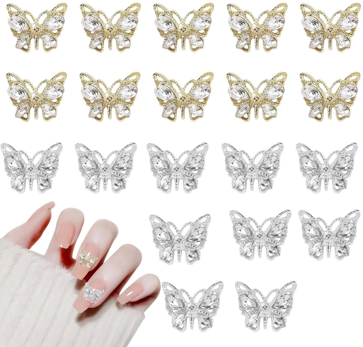 Solidchoice - 3D Vlinder Nagel Charms, 20 Stuks
