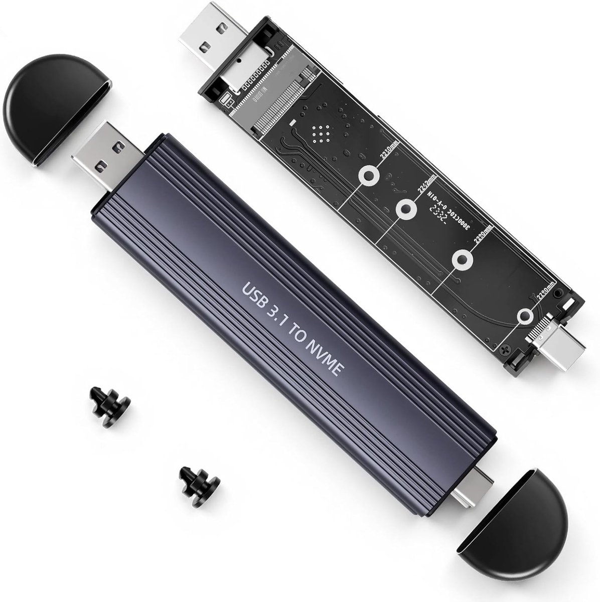 M.2 NVMe SSD behuizing - USB 3.1 Gen 2 10Gbps - Type-C & USB-A - Geschikt voor Windows, Mac, Linux - ShopVlot
