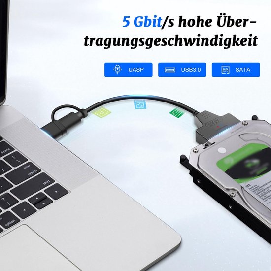USB adapter voor externe en interne harde schijven 2.5 & 3.5 inch SSD/HDD met 12V 2A voeding, geschikt voor Windows, Mac en Linux, snelle gegevensoverdracht en gebruiksvriendelijk — afbeelding 3