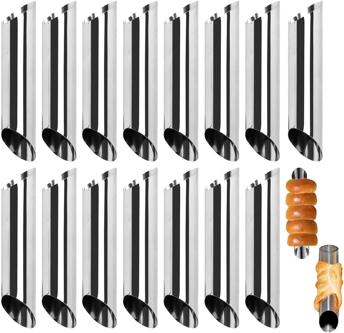 Siciliaanse cannoli vormen 15 stuks - roestvrij staal - diverse vormen - ideaal voor bakken - ShopVlot