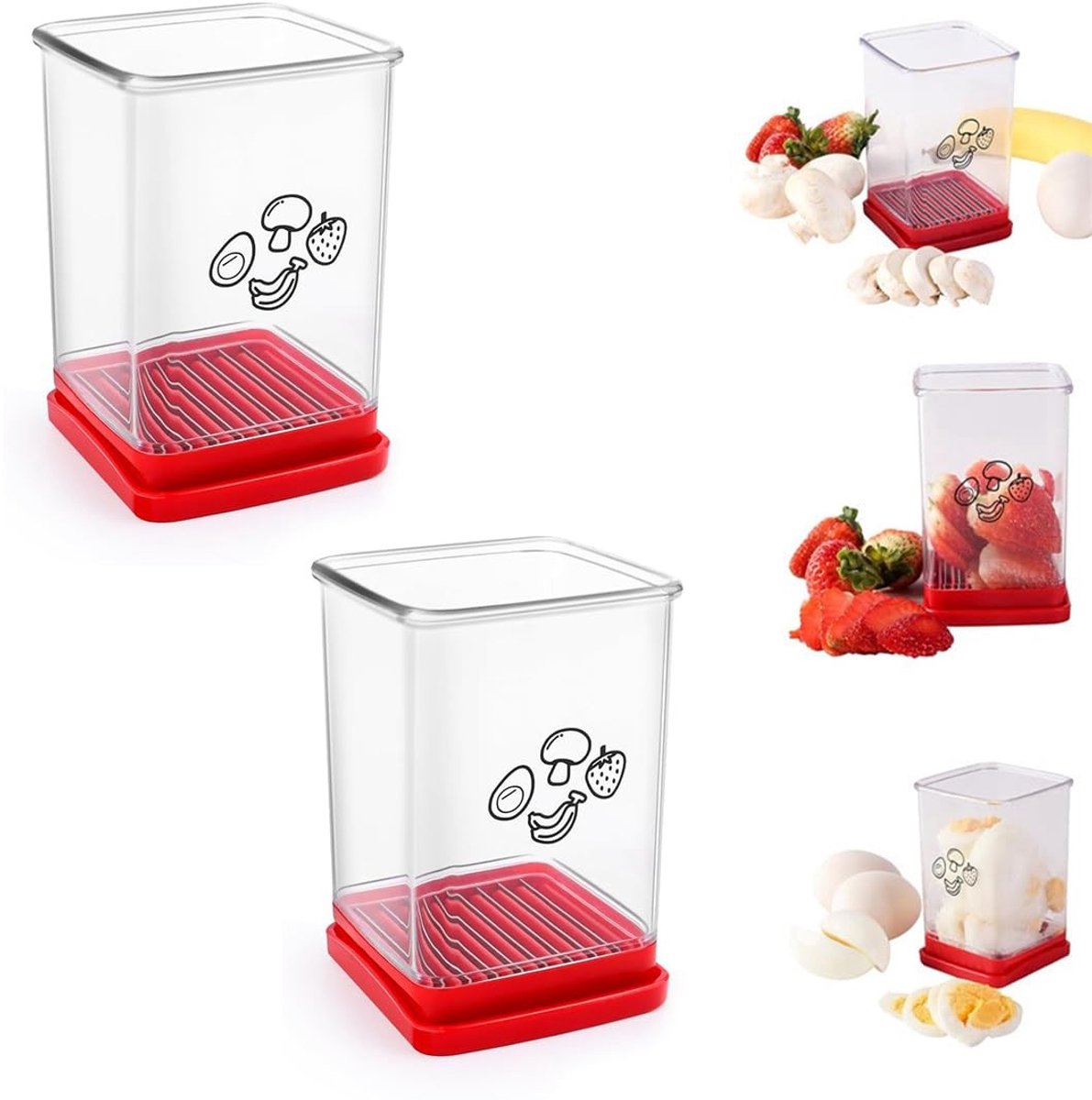 Solidchoice - 2-delige RVS Fruit- en Groentensnijder met Beschermkap