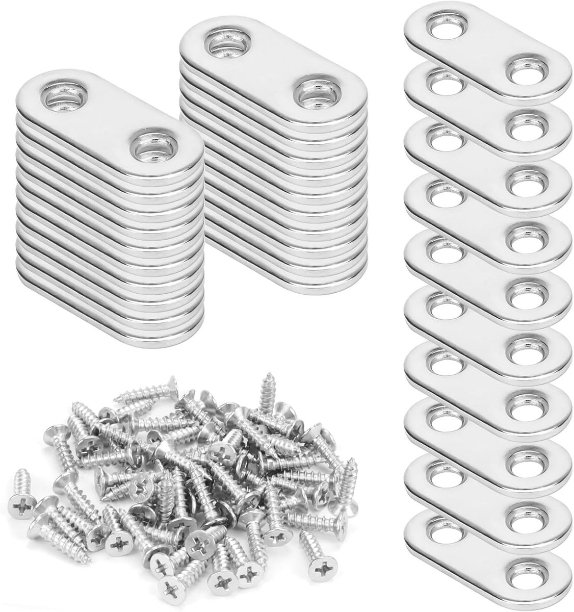 Flat connectors 16 x 76 mm - perforated staal - met 80 schroeven - ideaal voor meubels - ShopVlot