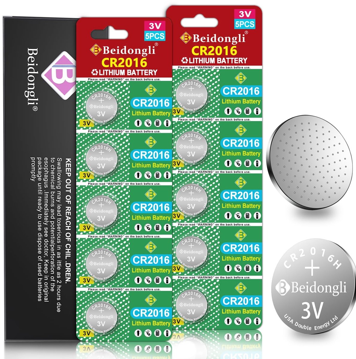 Solidchoice - CR2016 Lithium Knopcel Batterijen (10 Stuks)