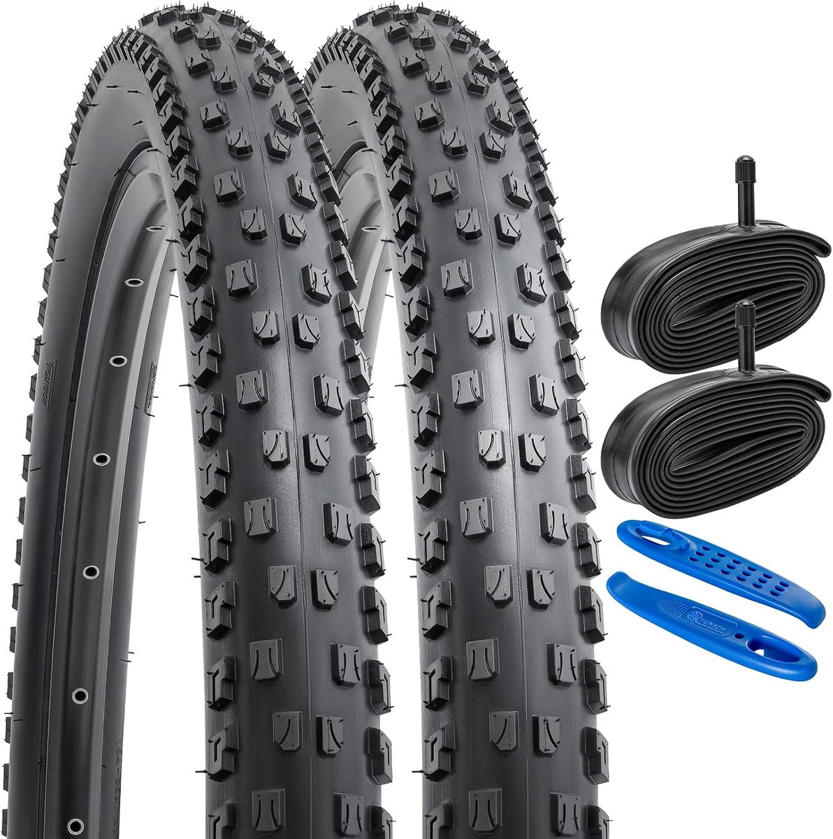 YUNSCM 2-PCS 26" Mountain Bicycle Tires 26x2.10/54-559 and 26-inch Heavu Duty Inner Tube Schrader Valve Compatible - ShopVlot