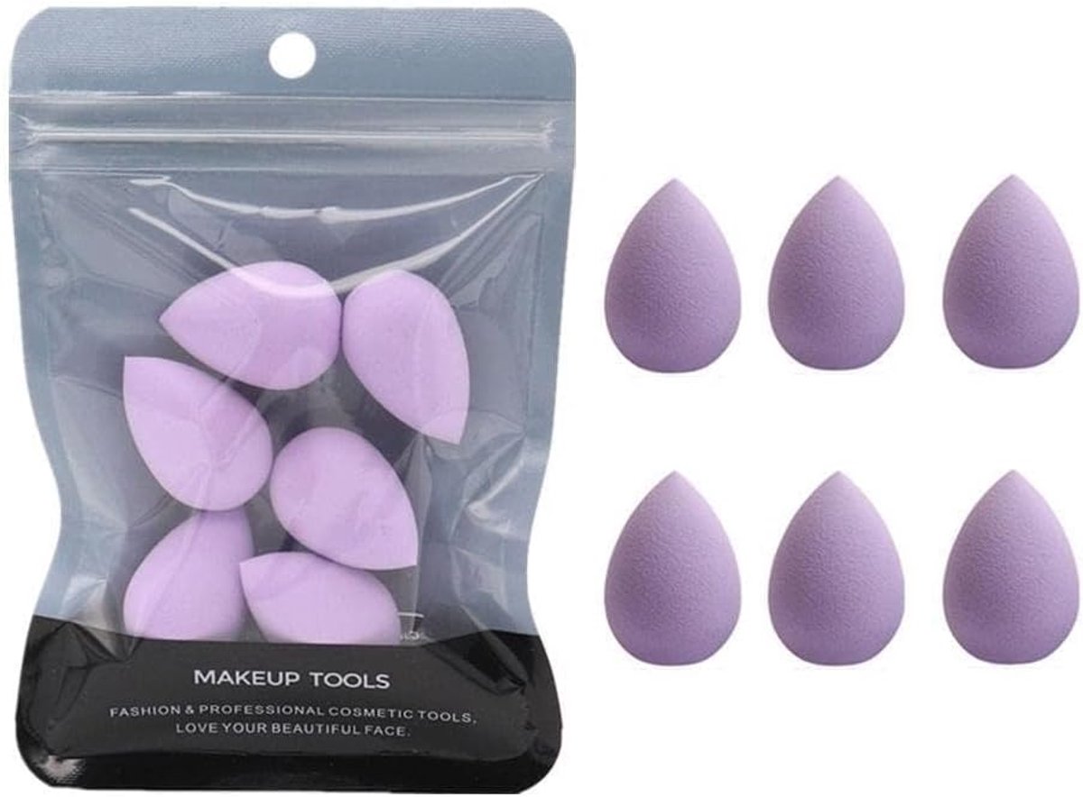 6 stuks mini-make-upspons, klein, voor foundation, poeder, concealer, highlight, oogschaduw, mini-beauty-mixer - ShopVlot