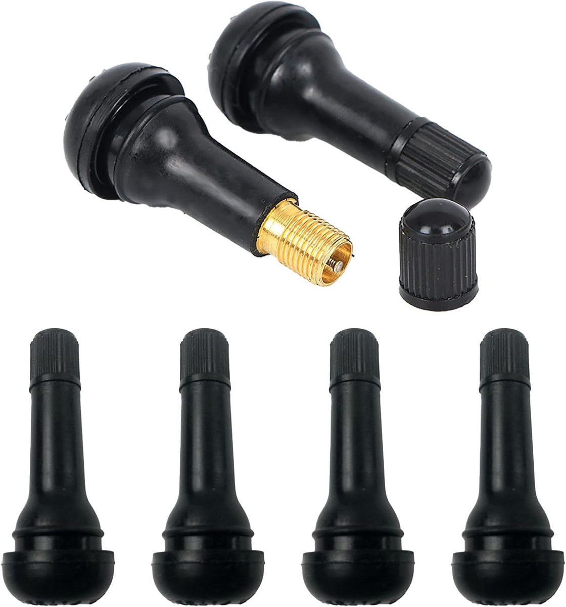 TR413 Rubber Valves, Snap-in Rubber Valves, Car Valve, Tyre Valve, Rim Valves, Universal, Pack of 6, Black - ShopVlot