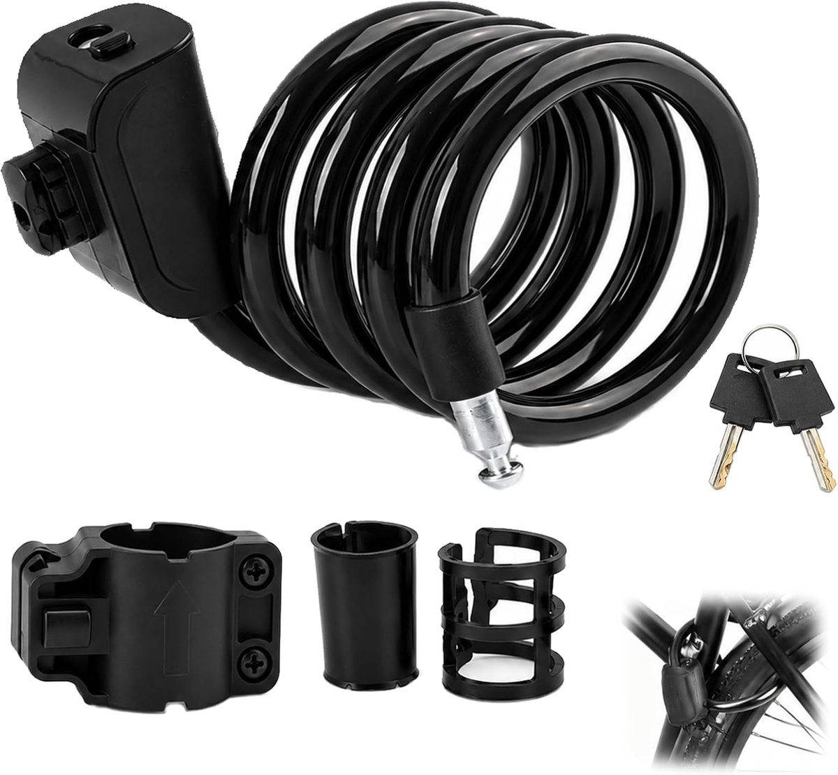Fietsslot met kabelslot - gevlochten staal met pvc-coating - sleutelslot - betrouwbare bescherming - ShopVlot