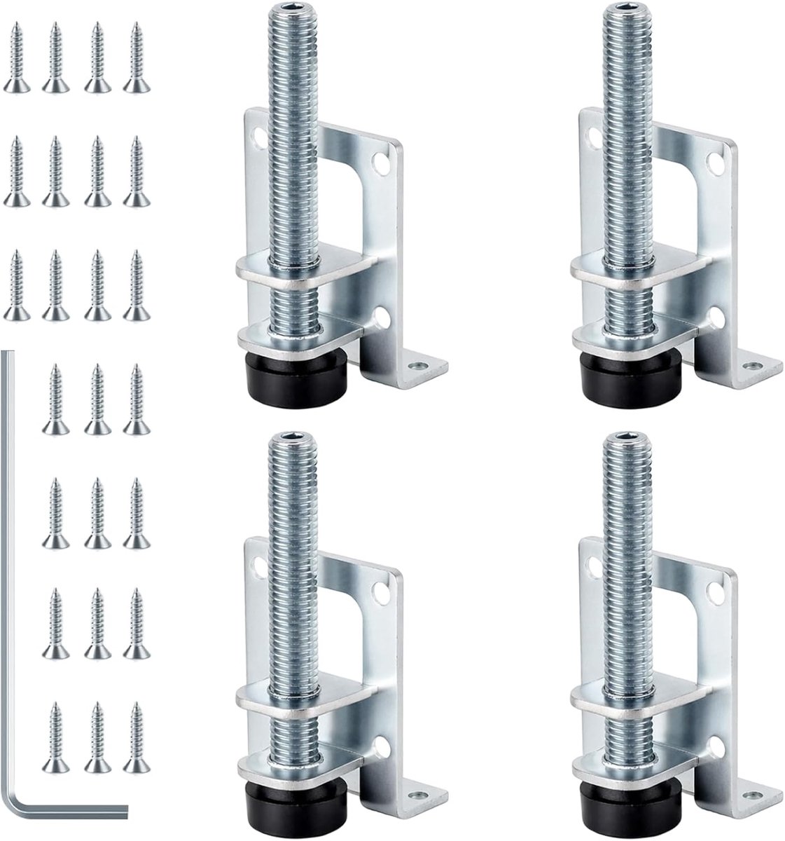 Set van 4 verstelbare meubelpoten, metalen nivelleringspoten, 80 mm schroefdraadstang, verstelbare poten met schroeven - ShopVlot