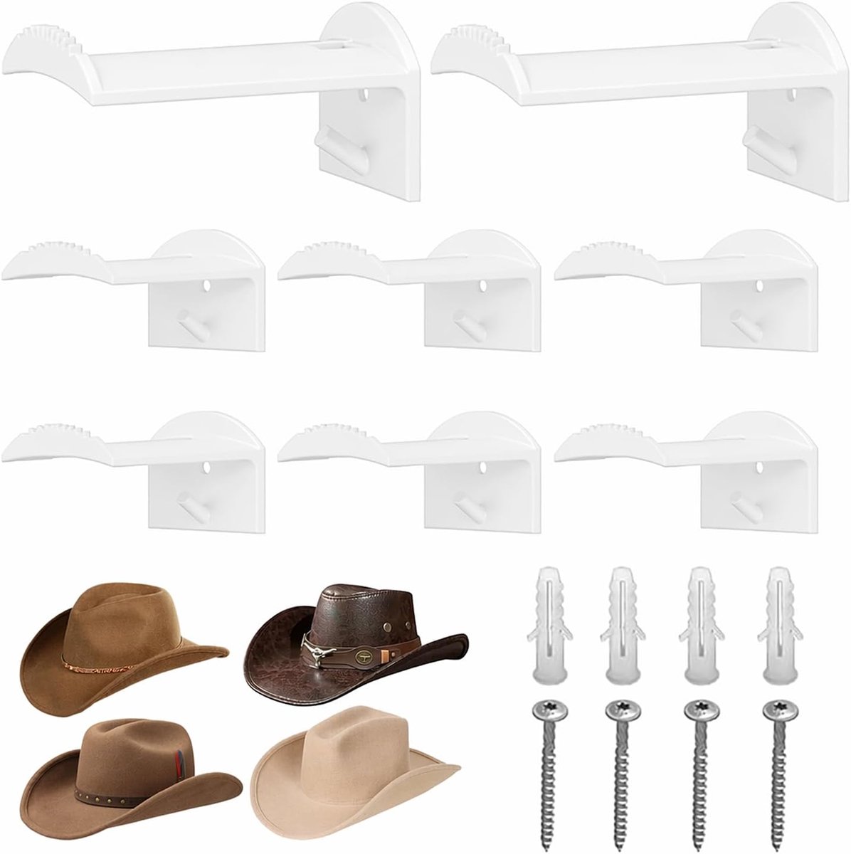 8 stuks mutshouders voor aan de muur, zelfklevende hoedorganizer, hoedrek voor cowboyhoeden, pethouders voor - ShopVlot
