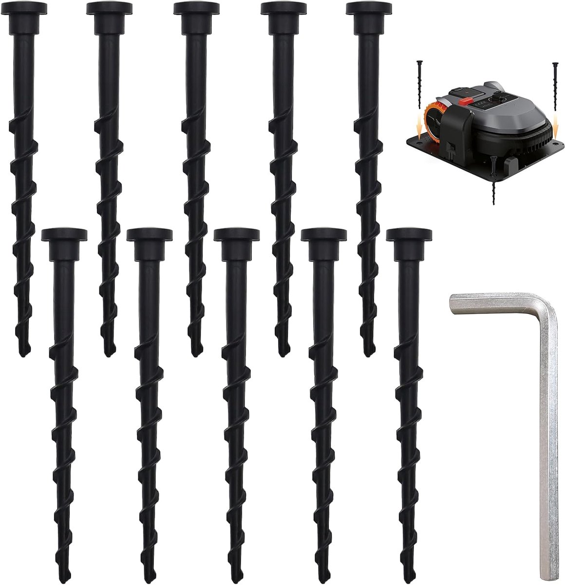 Pack of 10 Lawnmowers, Charging Station Screw, Ground Screw, Lawn Mower Screws, Robot Lawnmower, Garage, Floor Nails - ShopVlot