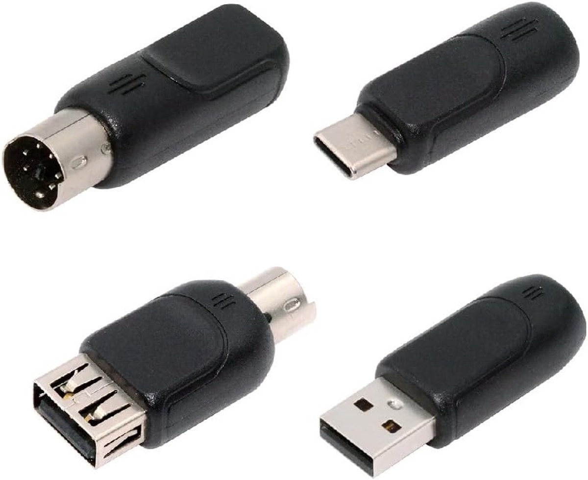 Cablecc 4pcs/lot Type-A Type-C USB 2.0 USB-C to 6Pin PS2 Keyboard PS/2 Mouse Male to Female Adapter Mini-Din - ShopVlot