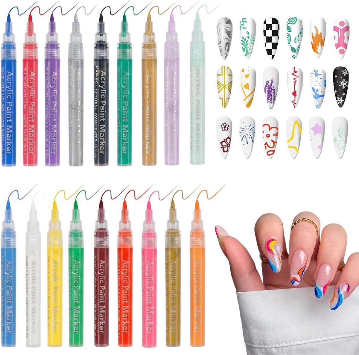 18 stuks French Nails Nagellakstift, nageloliestift, nagellakstiften voor nagels, manicure-gereedschap - ShopVlot