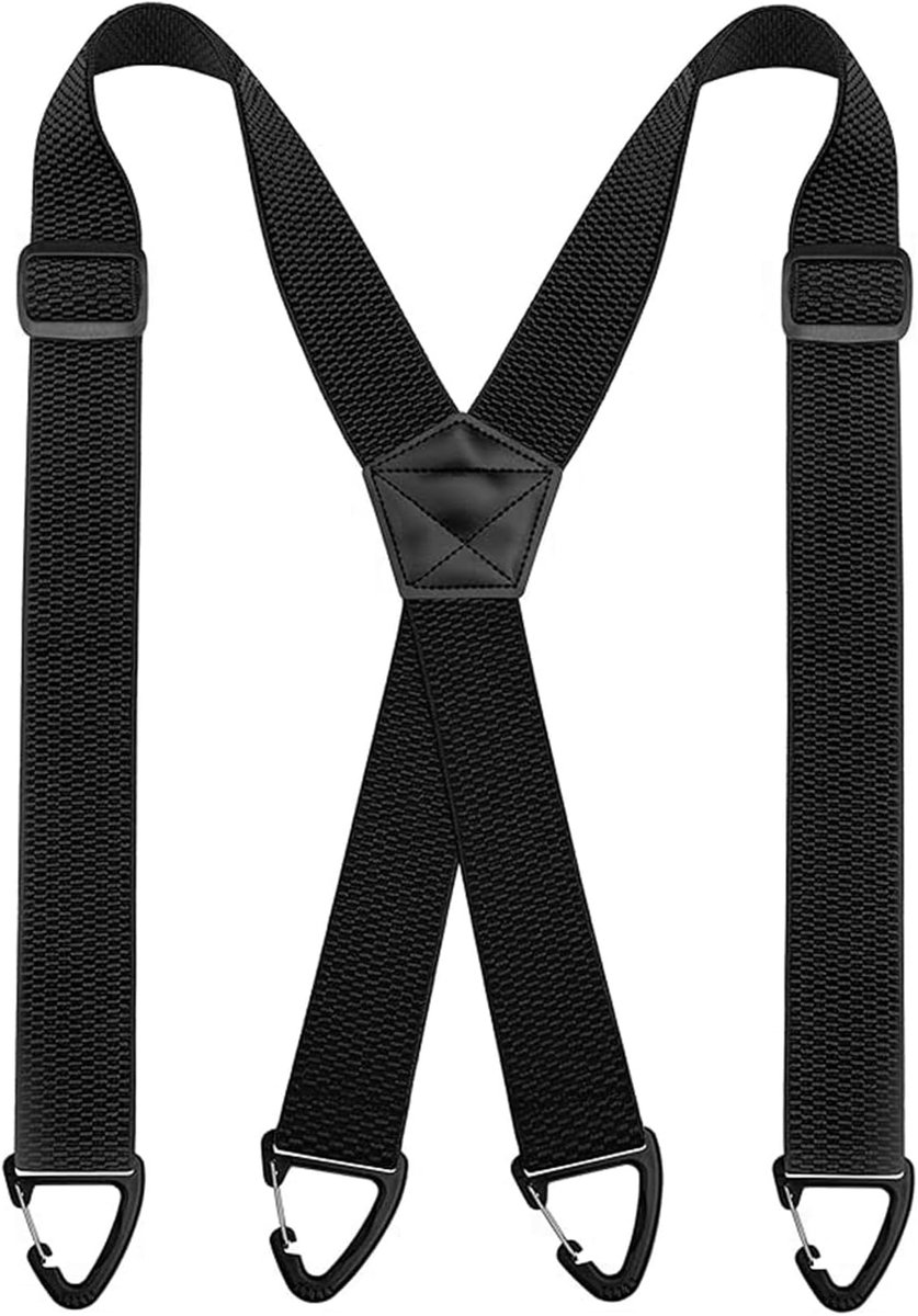 Men's Braces X-Type Wide 3.8 cm Length Adjustable with Triangle Non-Slip Buckle, Elastic One Size for Outdoor and - ShopVlot