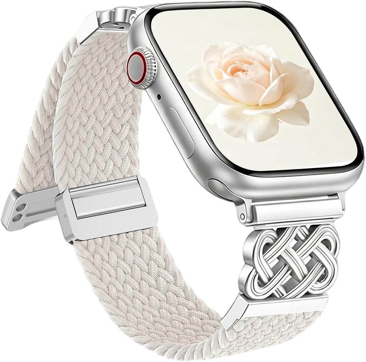 Sportarmband voor Apple Watch 49 mm - Gevlochten nylon - Magnetische sluiting - Perfect voor sporters - m-winkel