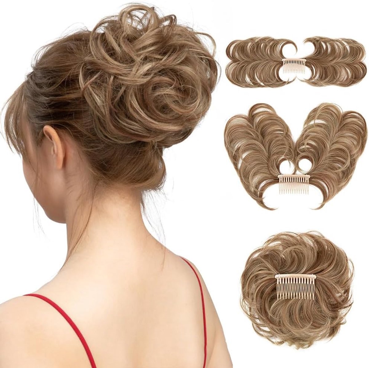 Clip in haarextensions bun - 100% echt haar - gele kleur - voor een volumineuze look - ShopVlot