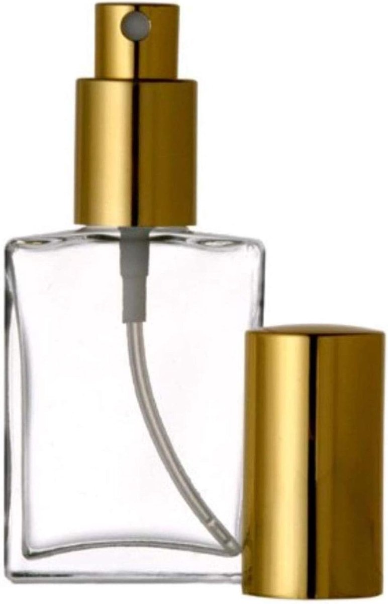 Glazen sprayfles 50ML - transparant met gouden dop - herbruikbaar en duurzaam - ideaal voor parfum en oliën - ShopVlot