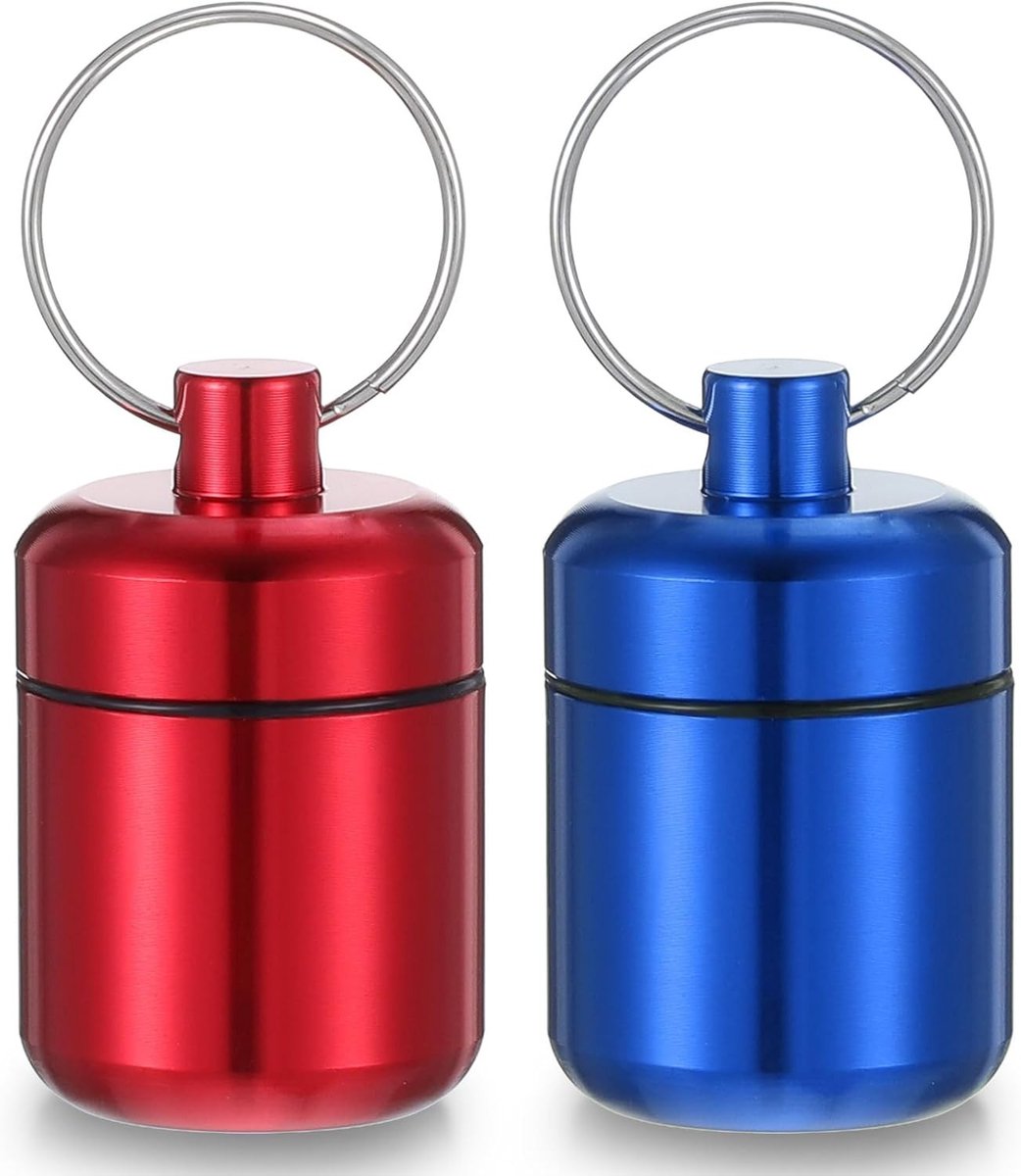 Mini Pill Box met Sleutelhanger - Waterdichte, Draagbare Medicijnopslag voor Reizen - Compacte Metalen Pillendoos voor Vitaminen en Medicijnen