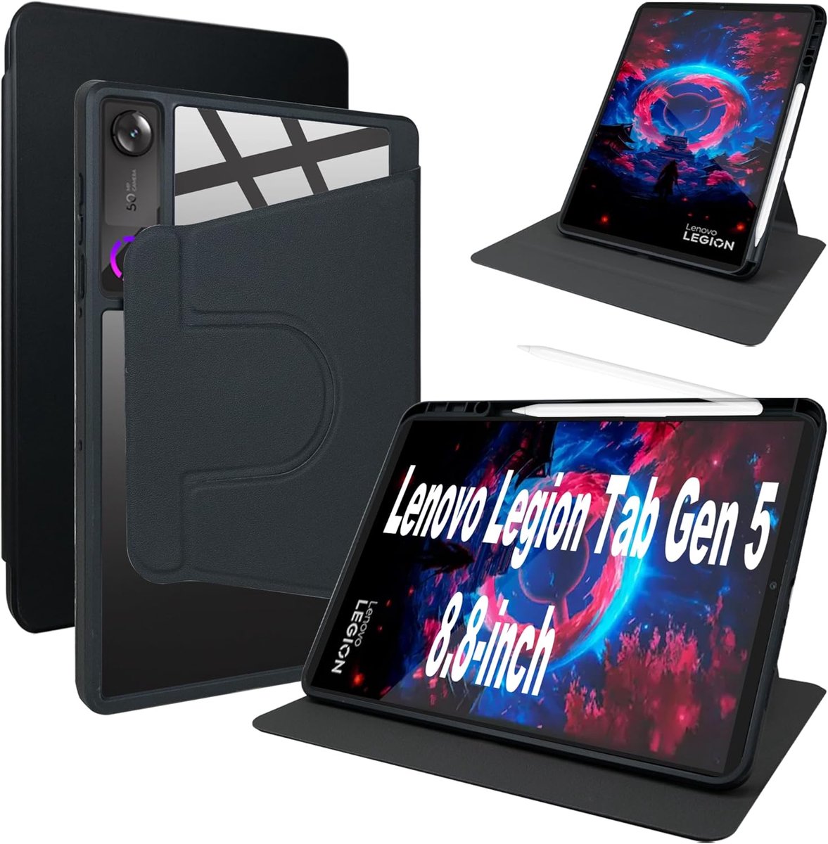 Hoesje voor Lenovo Legion Tab Gen 5 8.8" - PU leren & flexibel silicone - draaibare standaard - optimale bescherming - ShopVlot