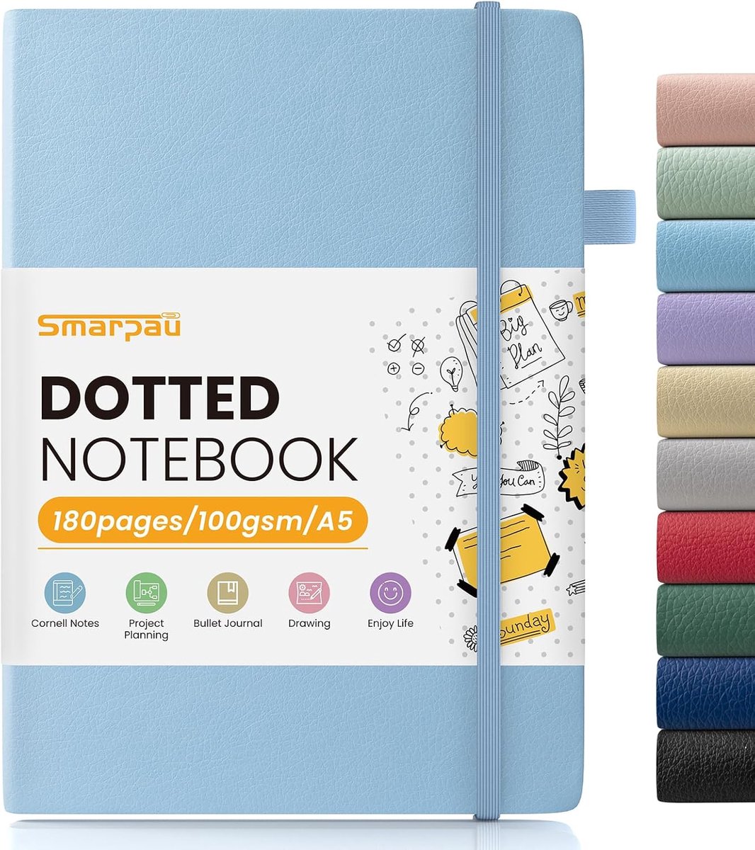Notitieboek A5 - hardcover leer - gestippeld - ideaal voor al je notities - ShopVlot