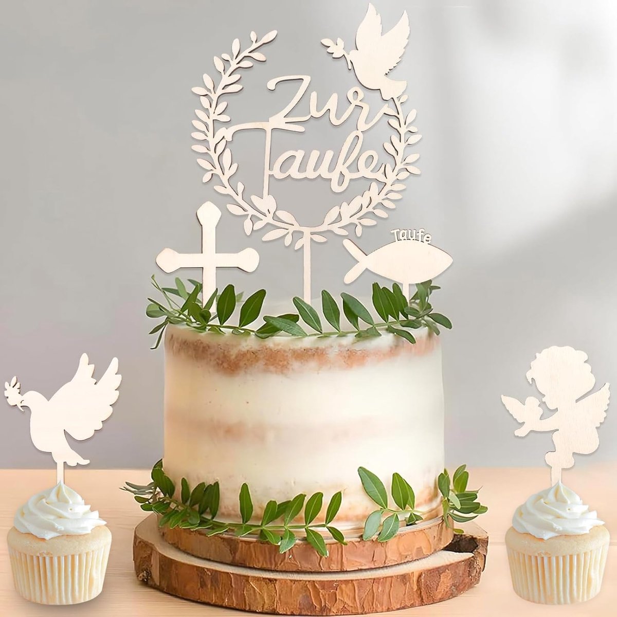 DazzJoy Wooden Cake Topper - Cake Decoration for Christening for Girls and Boys - Personalized Decoration - ShopVlot