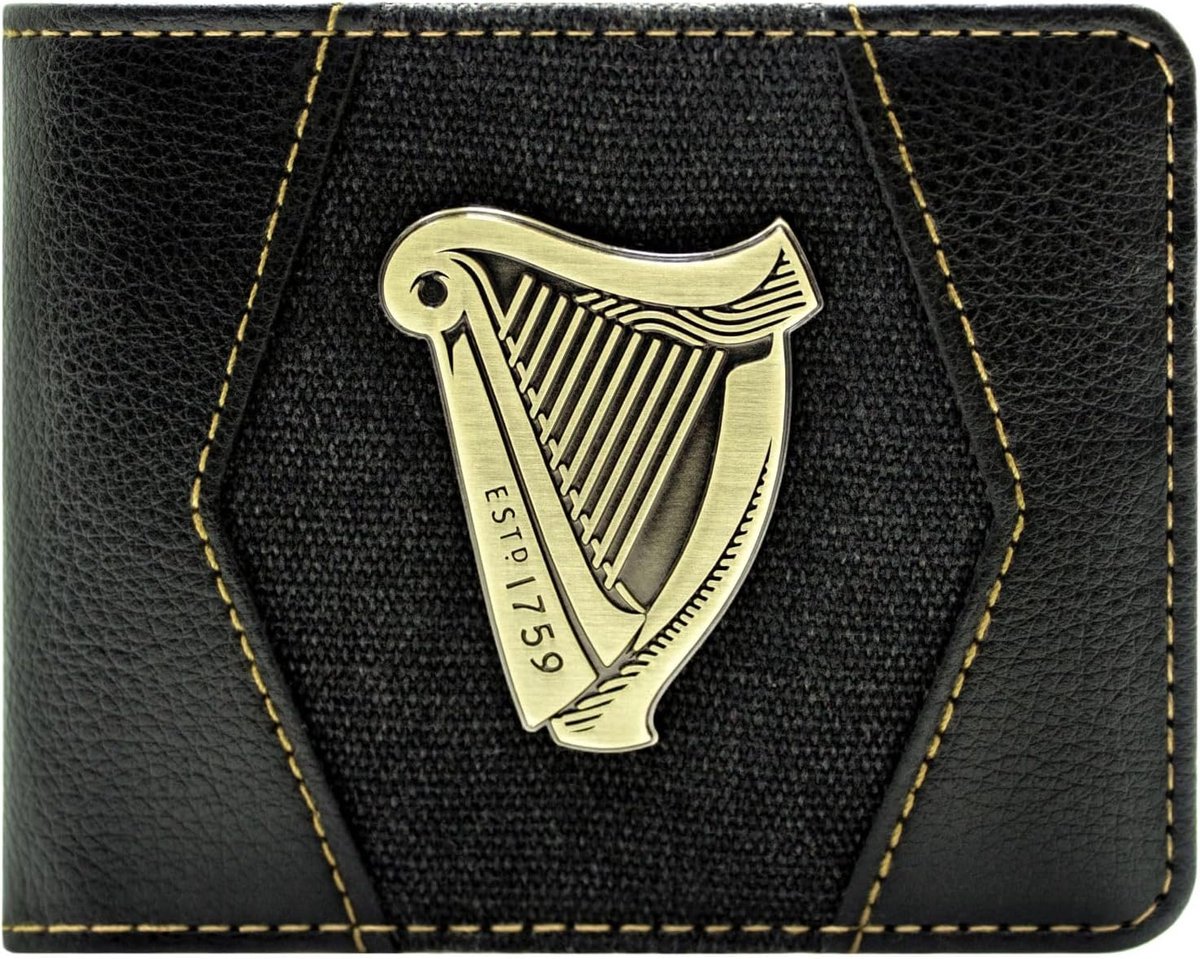 Est 1759 Gold Harp Emblem Premium Irish Stout Wallet/Purse Bi-Fold Coin Pocket & Card Holder, Black, Black, Casual - ShopVlot