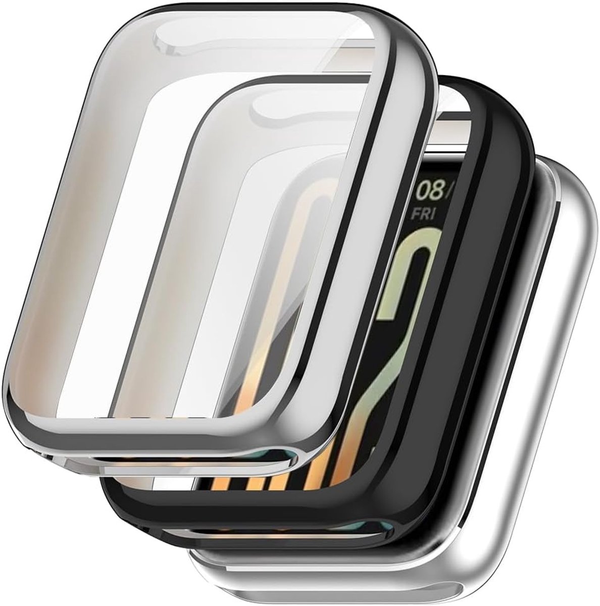 Acadey[2 stukken] Case compatibel met mi band 10 pro, zwart zilver Allround beschermhoes met schermbeschermer - ShopVlot